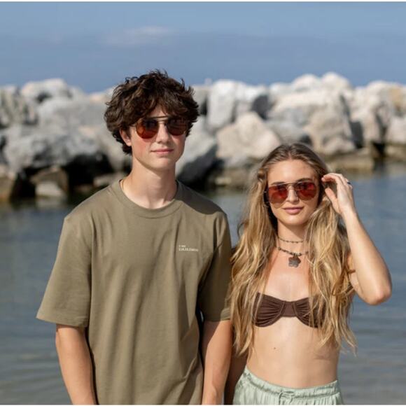 QWAVE Collection JD Polarized Sunglasses, Rust Bronze / Amber Tint - Picture 4 of 7